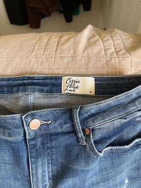 Cosmic Blue Love Women's Straight Leg Jeans in Medium Blue Wash